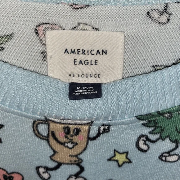 Women's Medium Holiday Lounge Crop Sweater Top Sleepwear By American Eagle - Picture 3 of 9
